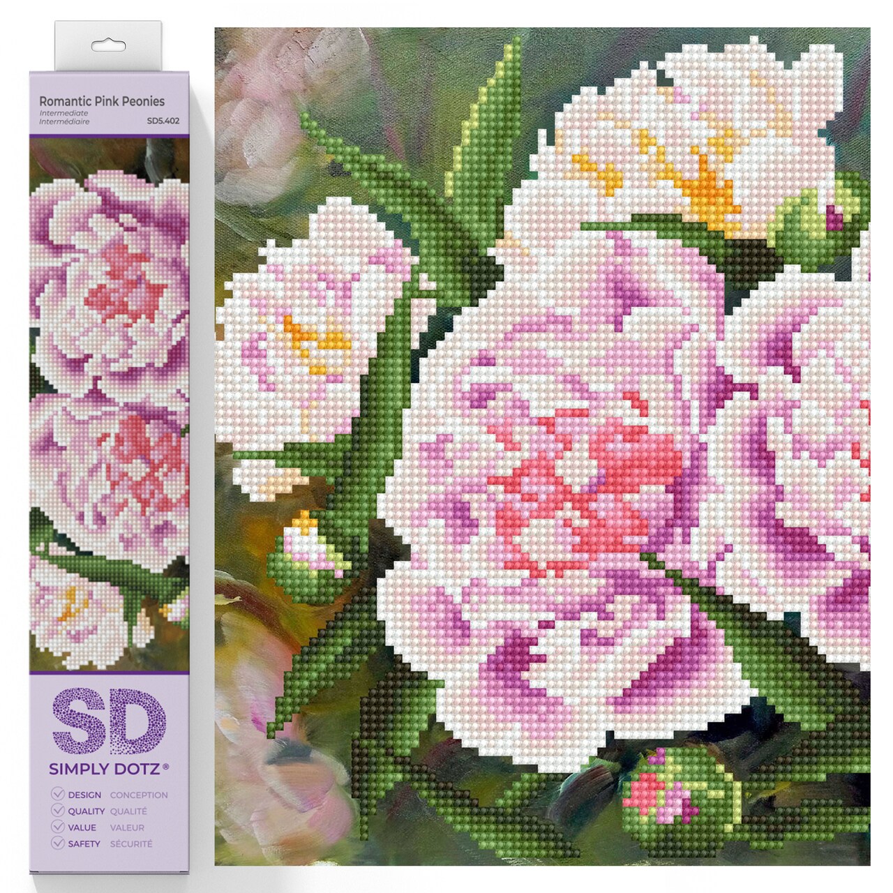 Diamond Dotz Romantic Pink Peonies Diamond Painting Kits for Adults - Diamond Art Kits a Relaxing Creative Craft Kit with Dotz Gems s11x14